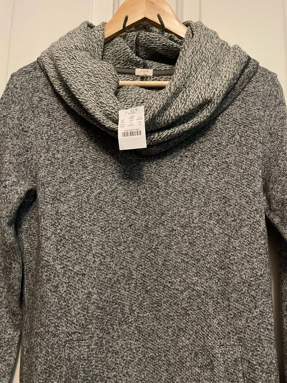 J. Crew NWT Heather Soft Gray Cowl Neck Pullover Sweatshirt Tunic